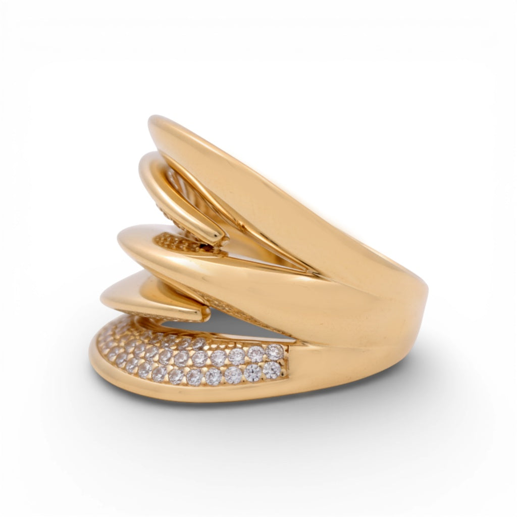 14K Yellow Gold Fashion Women's Ring with Cz / Size: 7 / Weight: 5.7 GR