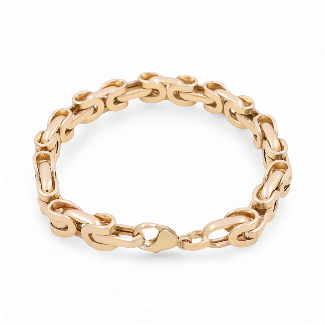 14K Yellow Gold Italian Fancy Link Men's Bracelet / Size: 8.5” / Weight: 22.4 GR / 374.079-8.5