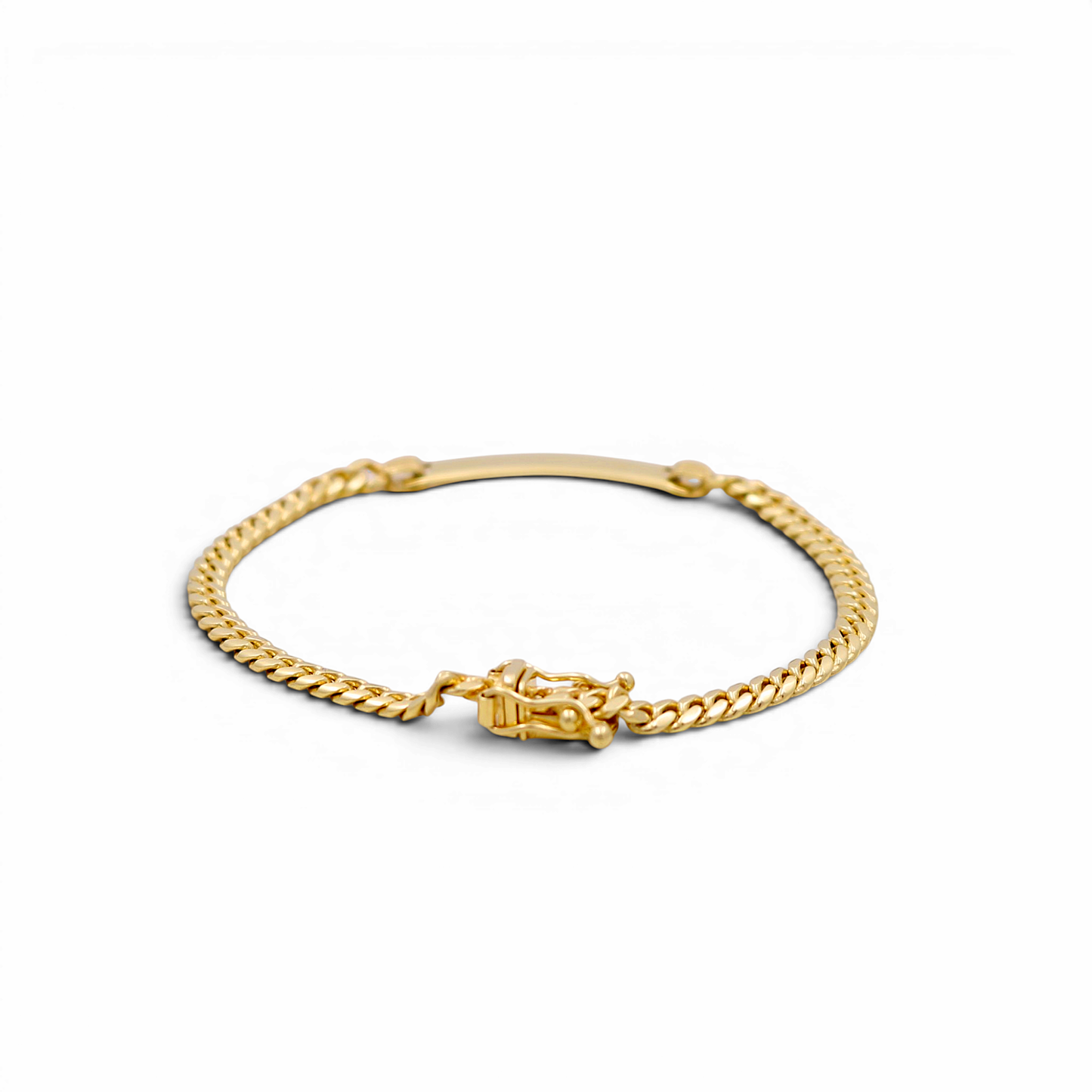 10K Yellow Gold Cuban Link Baby ID Bracelet / Size: 3.2mm 6" / Weight: 5.6 GR / K282SID-6