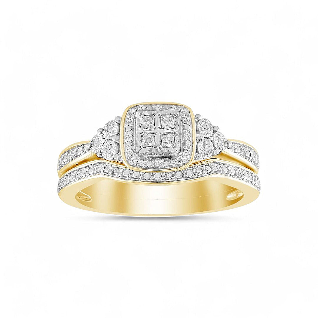 14K Yellow Gold Women's Diamond Bridal Set / Stone: 0.15CT / Size: 6.5 / 340056Y