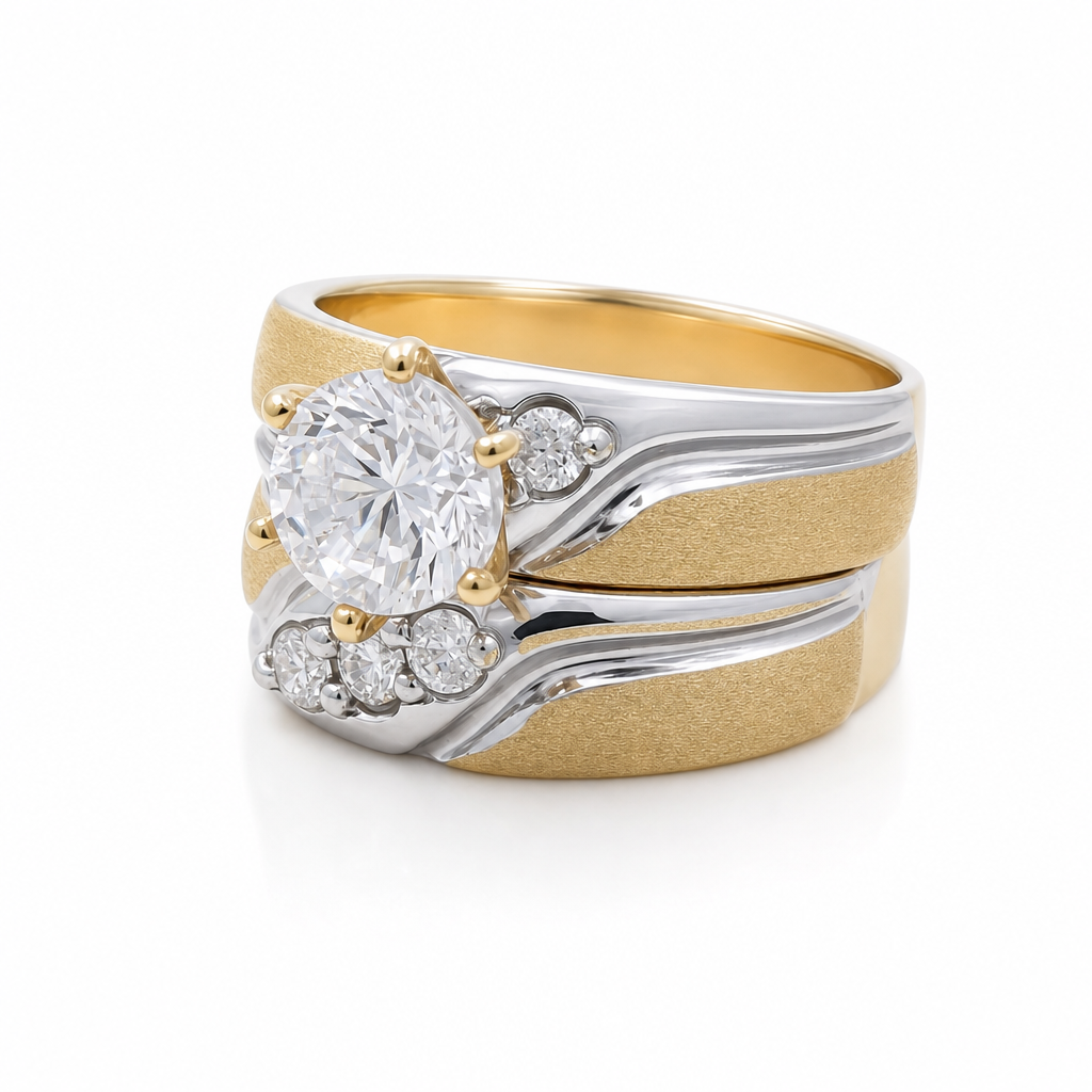 14K Yellow and White Gold Women’s Bridal Set / Stone: Cz / Size: 8 / Weight: 8.3 GR