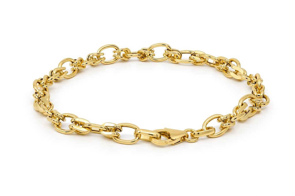 10K Yellow Gold Semisolid Italian Link Bracelet / Size: 7.5" / Weight: 3.3 GR / 110MR671BR