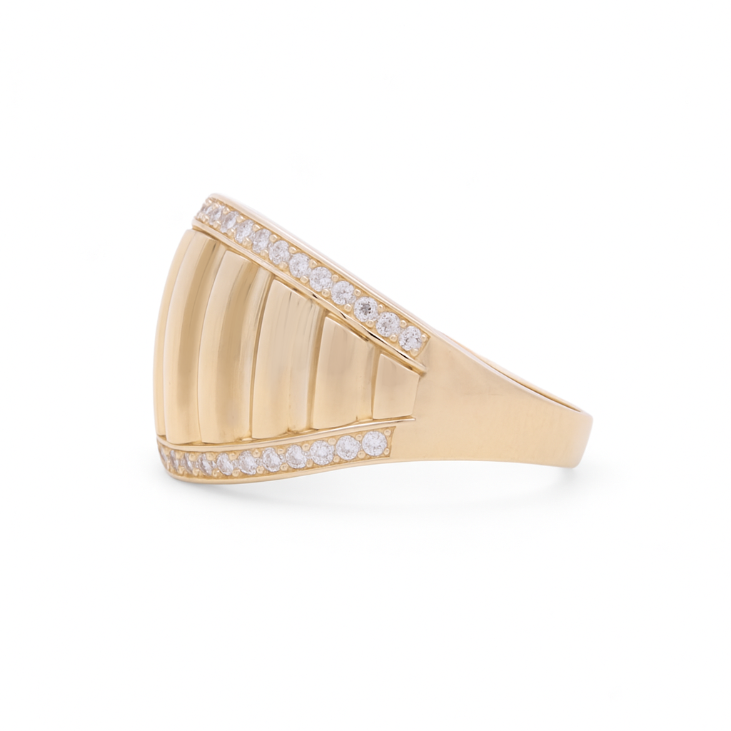 14K Yellow Gold Fashion Women's Ring with white Cz / Size: 8.5 / Weight: 3.1 GR / DQWR4FS-39
