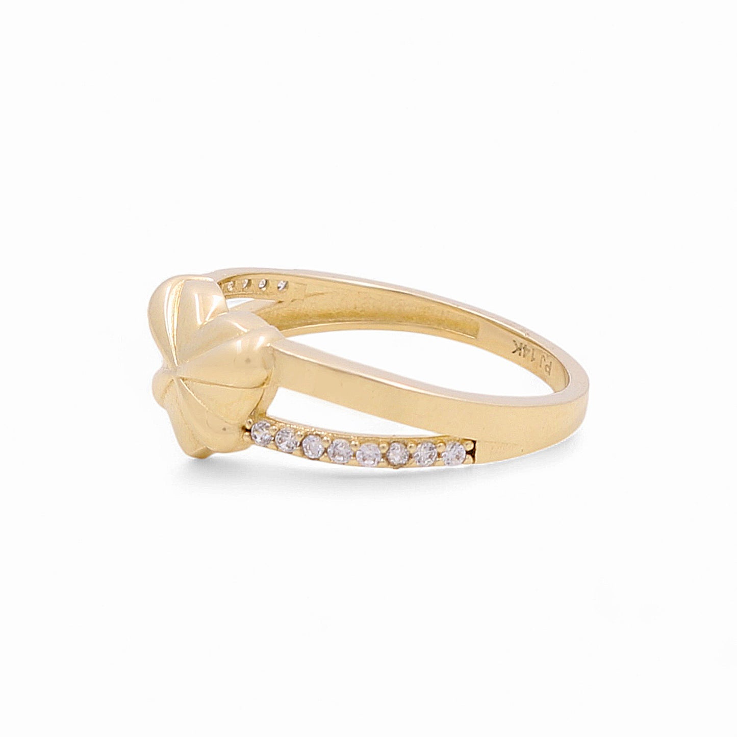 14K Yellow Gold Heart Women's Ring with White Cz / Size: 8.5 / Weight: 1.6GR / DQWR4HR-3
