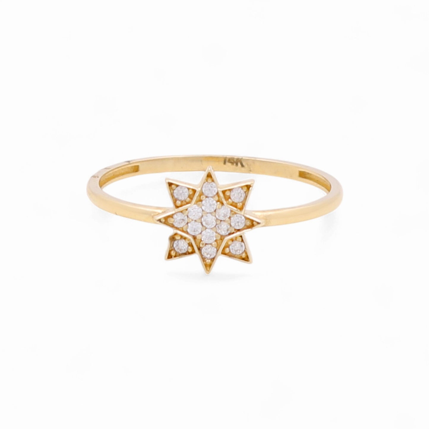 14k Star Women's Ring with Cz / Weight 0.9 GR / BOWR4ST-1