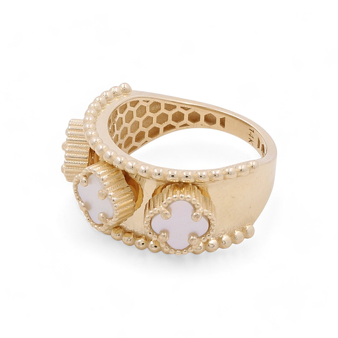 Anillo de oro amarillo de 14 quilates con tres tréboles para mujer / Talla 7 / Peso: 5,5 GR / BOWR4CLV-7