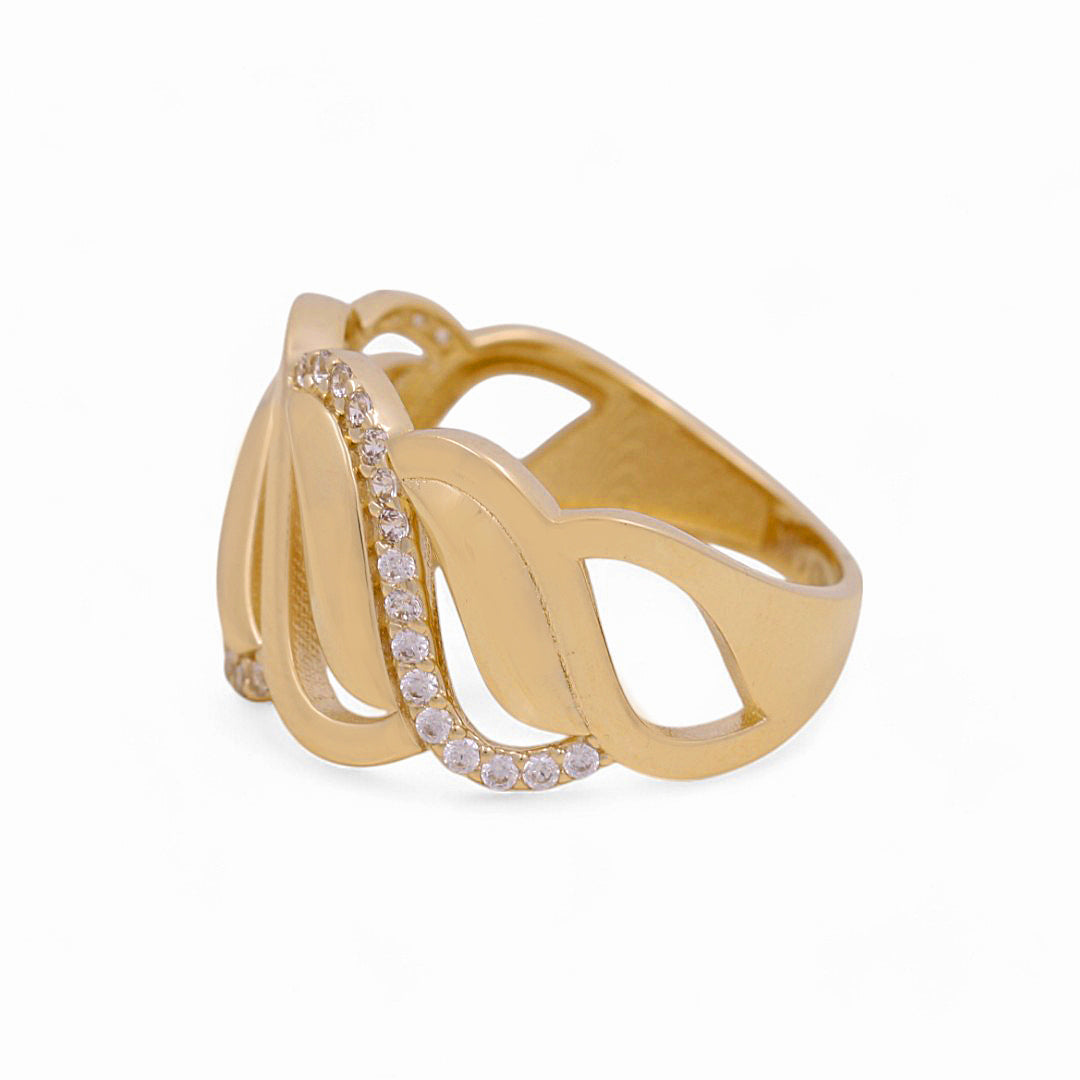 14K Yellow Gold Fashion Women's Ring with White Cz / Size: 7 / Weight: 2.8 GR / Y23-156