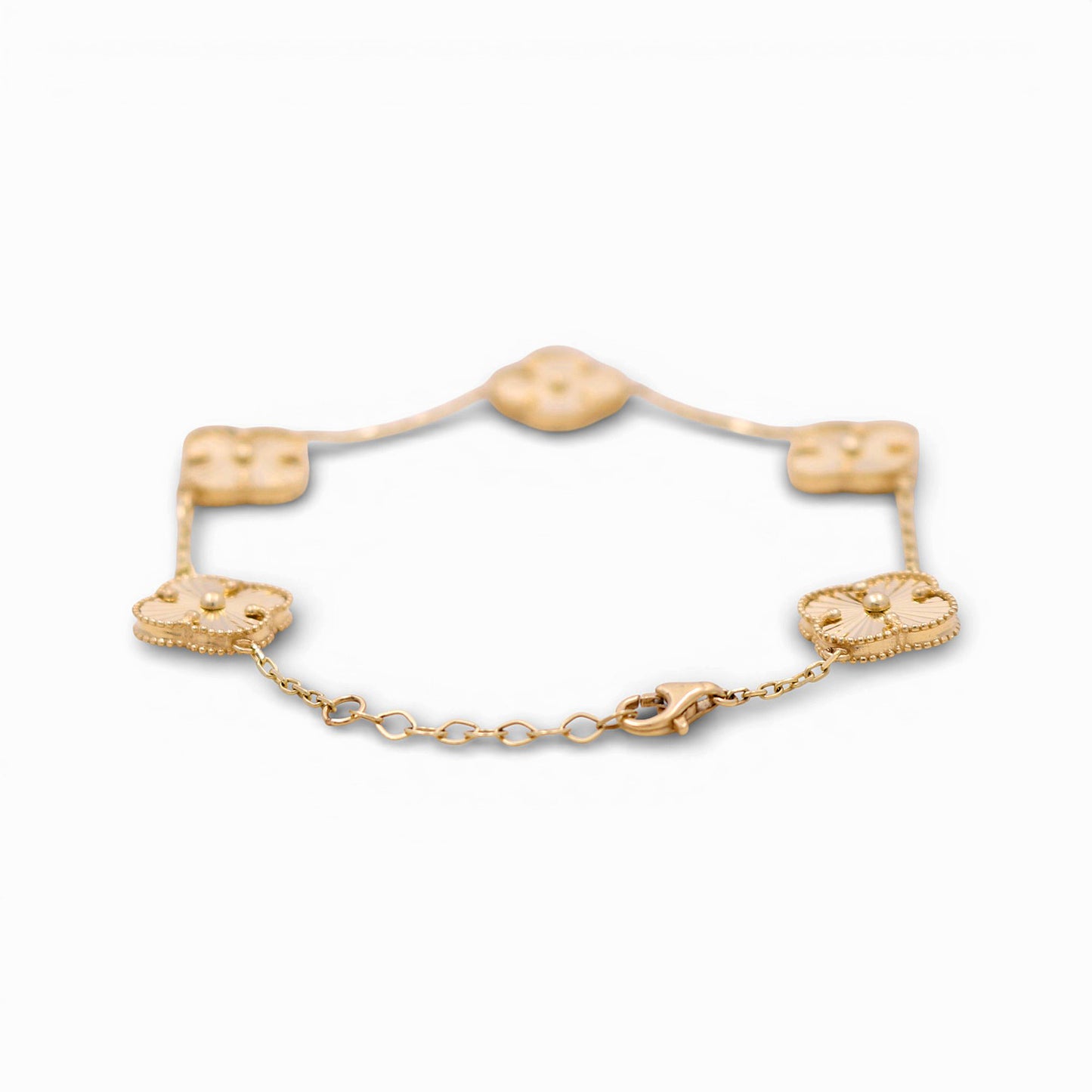 10K Yellow Gold Five Clover Women's Bracelet / Size: 7.5” / Weight: 6.7 GR / DQWB0CLV-2