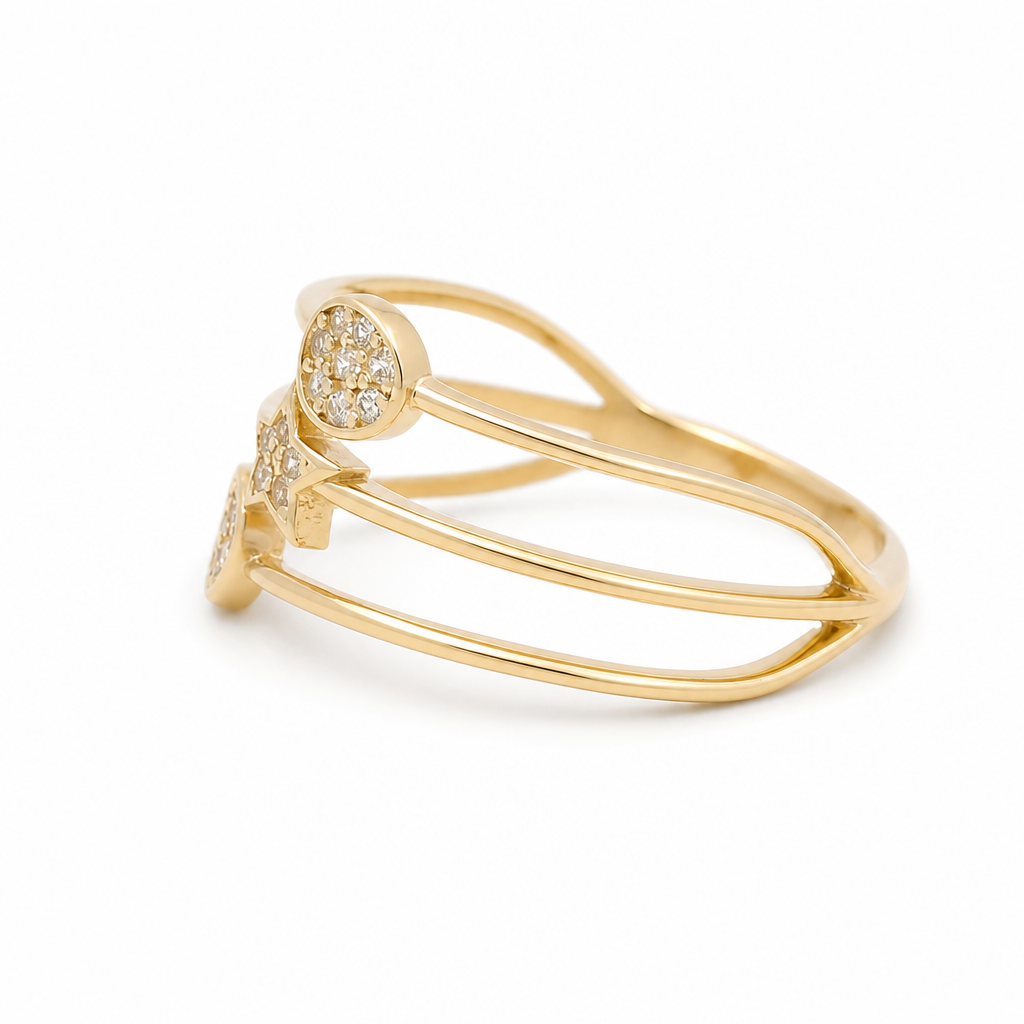 10K Yellow Gold Fashion Women's Ring with Cz / Size:7 / Weight: 1.7 GR / CQWR0FS-38