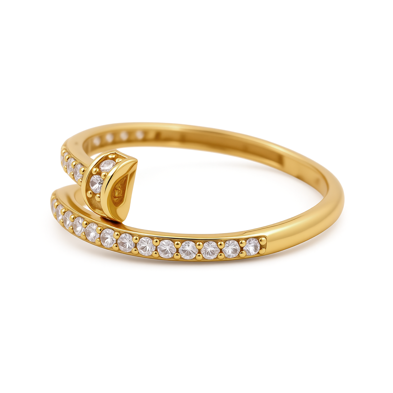14K Yellow Gold Nail Women's Ring with Cz / Size: 7.5 / Weight: 1.4 GR / CEEWR4NL