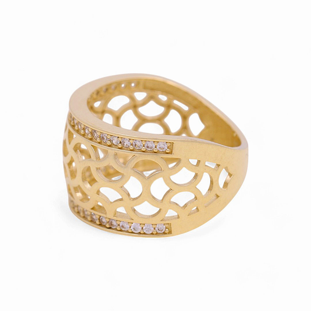 10K Yellow Gold Fashion Women's Ring with CZ / CZ / Size: 7 / Weight: 3.3 GR