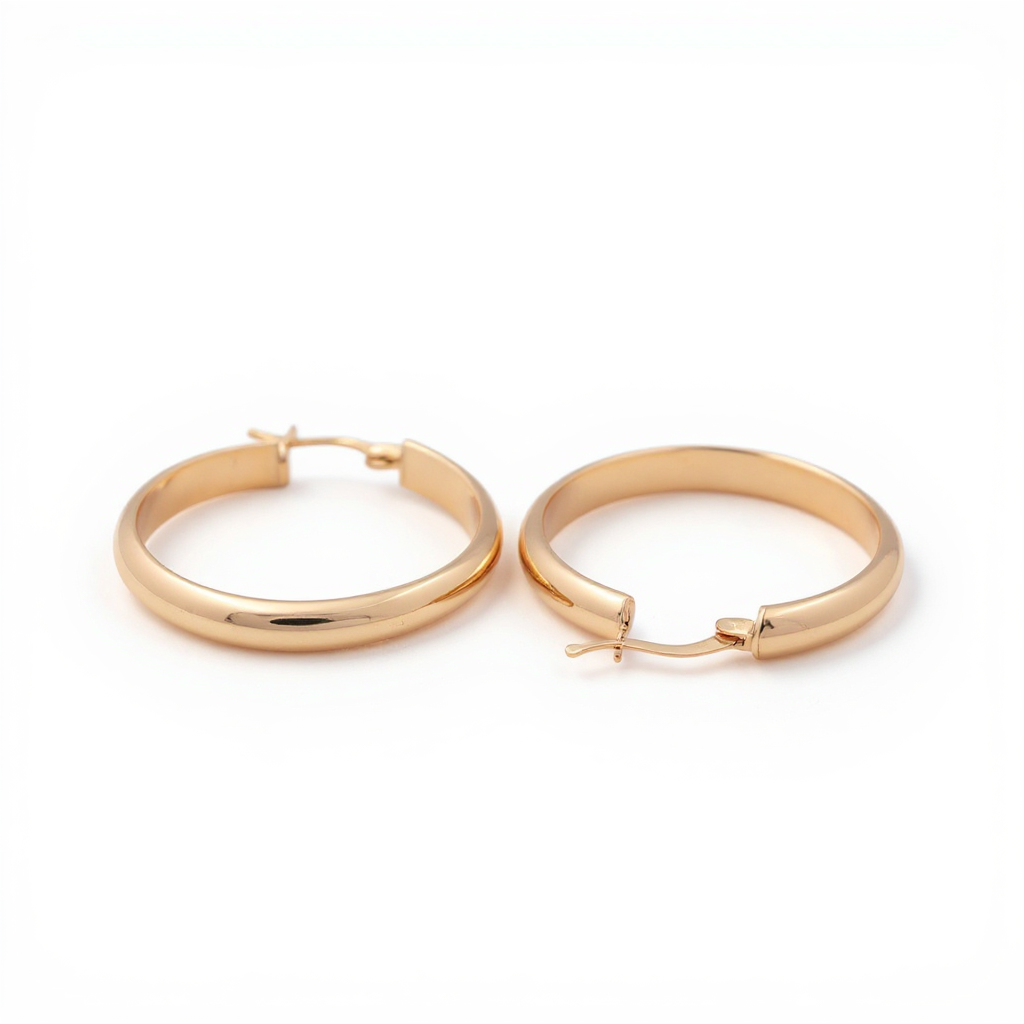 10K Yellow Gold Women's Plain Hoops Earring / Size: 2.9mm-16.7mm / Weight: 2.2gr / DQEH0PL2.9X16.7