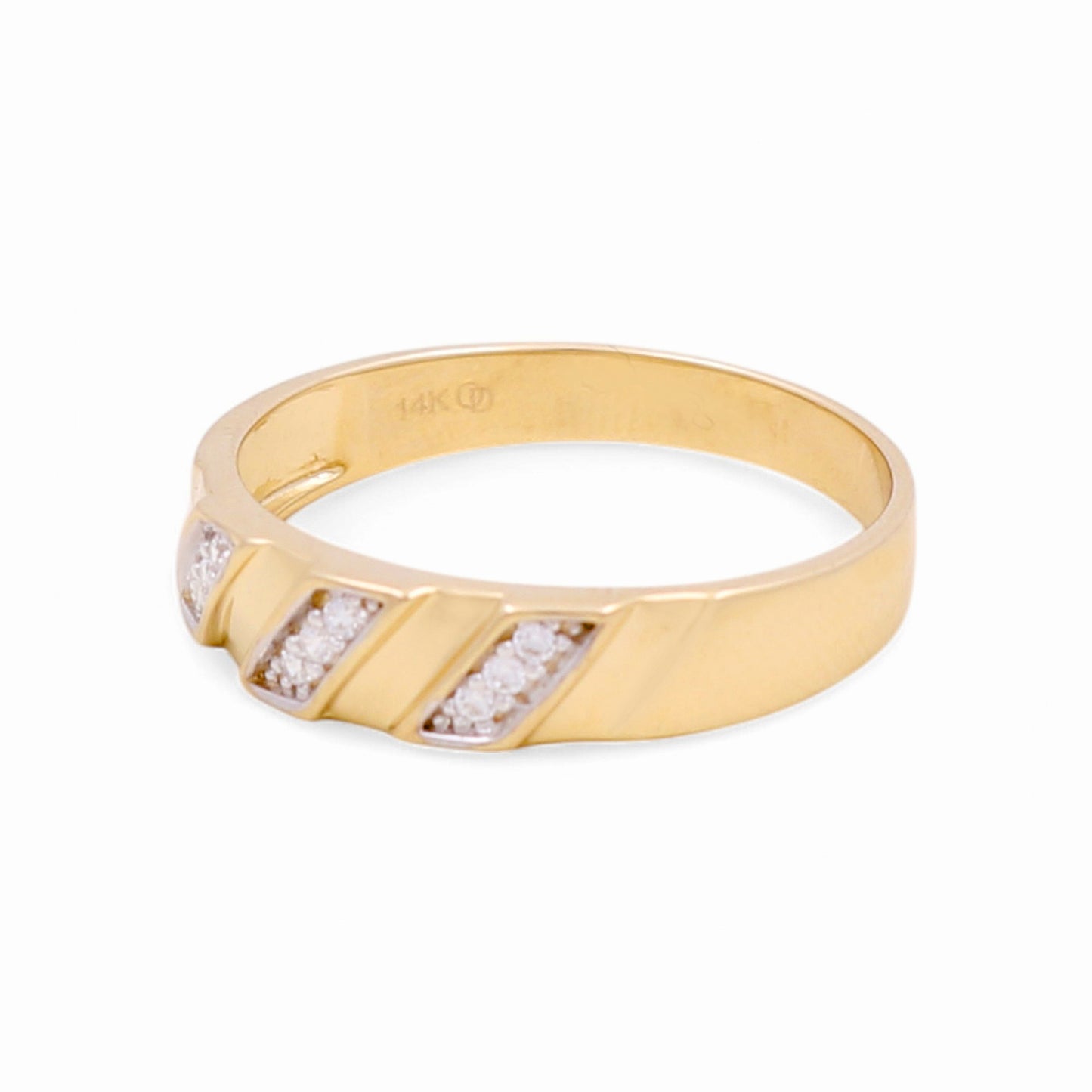 14K Yellow Gold Men’s Wedding Band / Stone: Cz / Size:10 / Weight: 3.1 GR / KEEMWB4BS-25