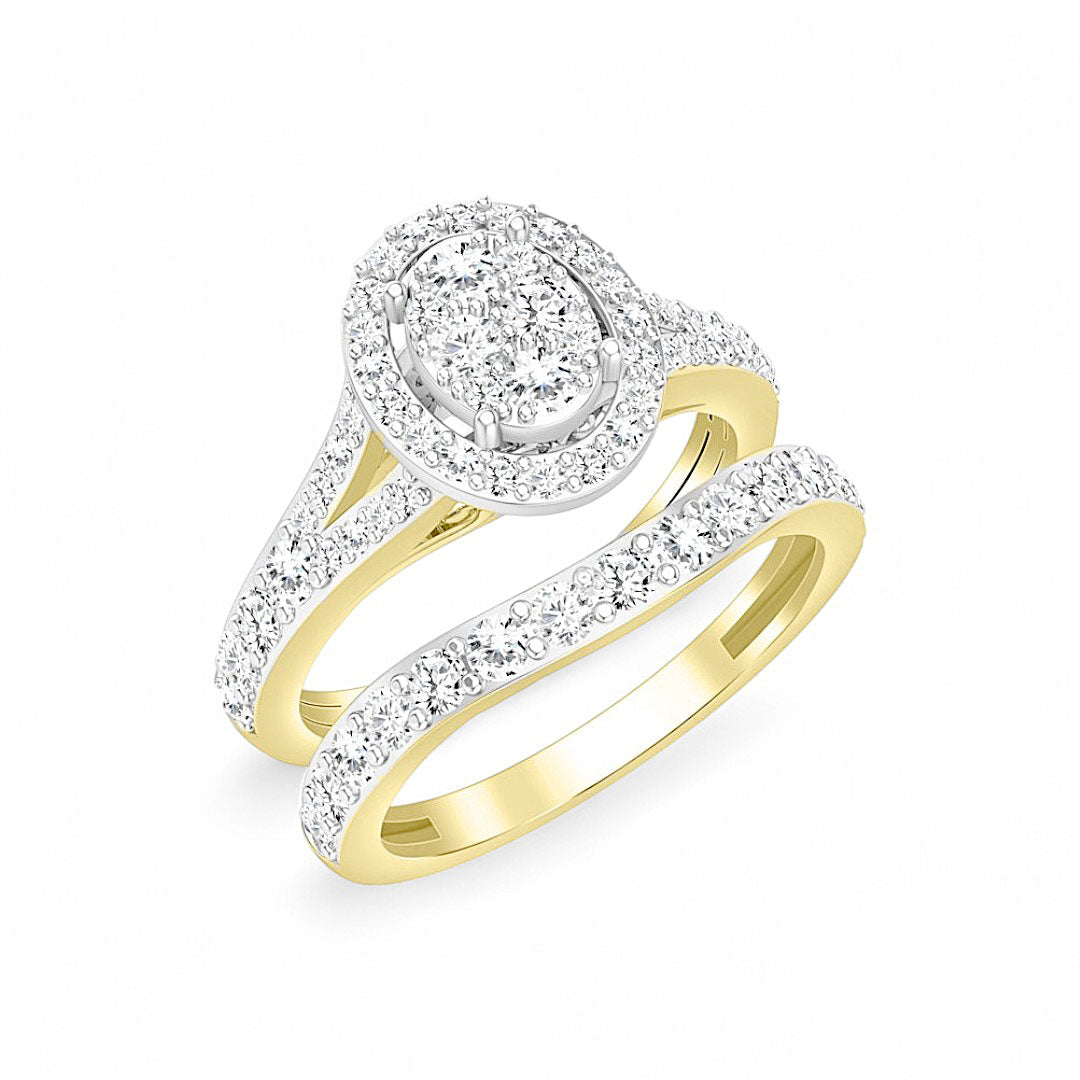 Anillo nupcial de oro amarillo de 14 quilates con diamantes para mujer, 1,0 ct, tamaño 6,5, 282272Y