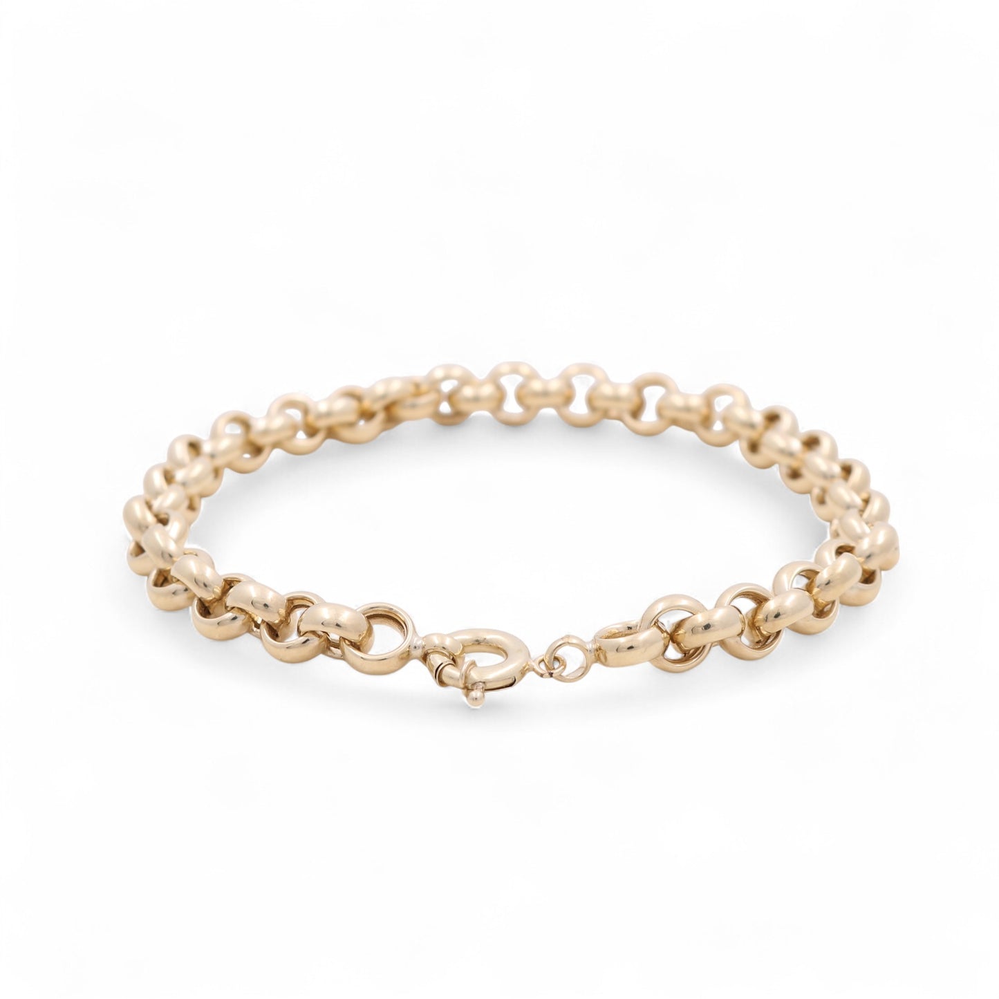 14K Yellow Gold Semisolid Rolo Link Bracelet / Size: 8" / Weight: 6.3 GR / P10B-395