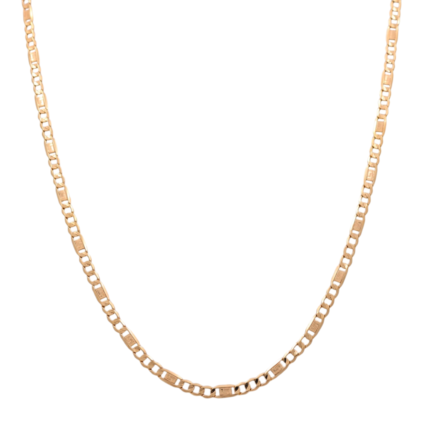 10K Yellow Gold Semisolid Figaro Chain With Greek / Size: 4.2MM 22" / Weight: 6 GR / CSCH0FG4.2-22