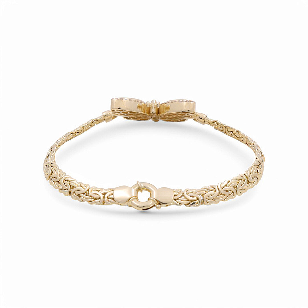 14K Yellow Gold Fashion Women's Bracelet w/Butterfly Byzantine Link / Size: 7.5" / Weight: 12.1 GR / DPWB4BTBZ
