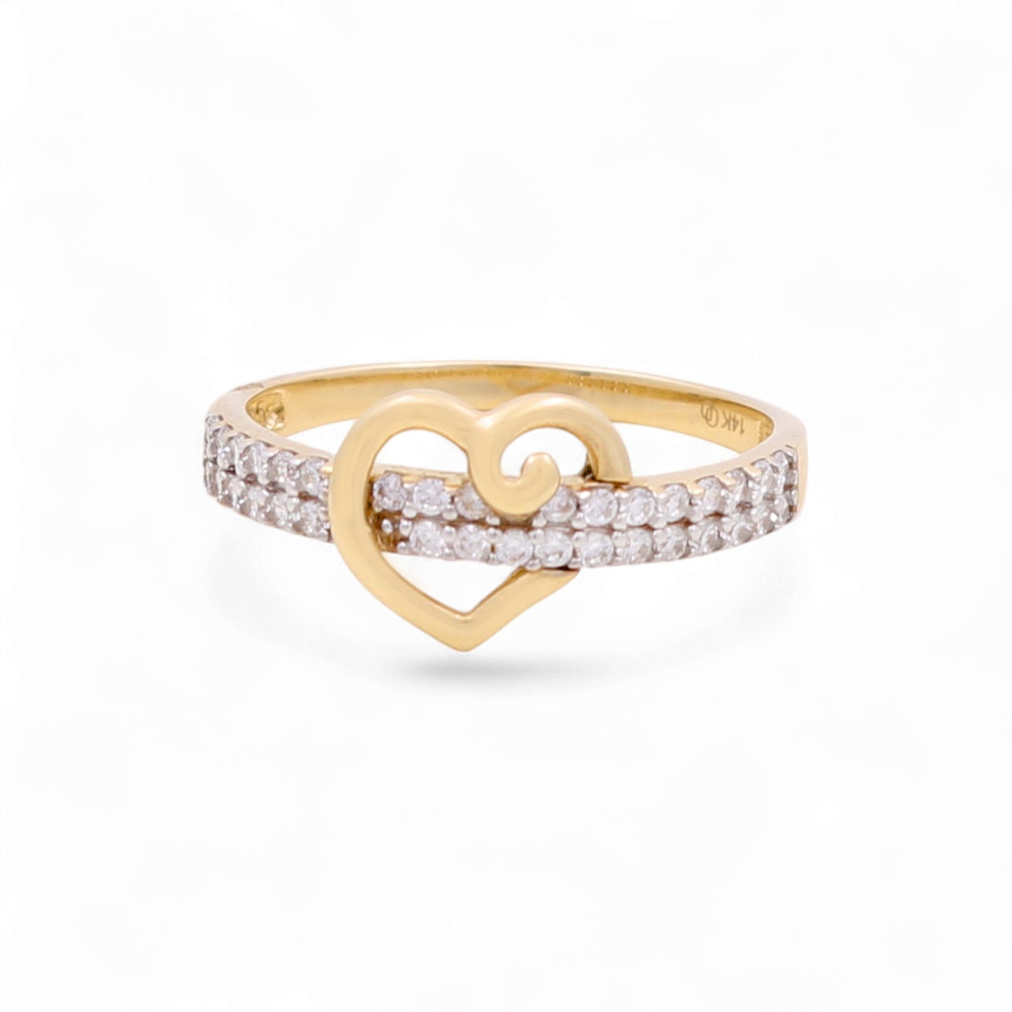 14k Heart Women's Ring with Cz / Weight 1.8 GR / COWR4HR-9