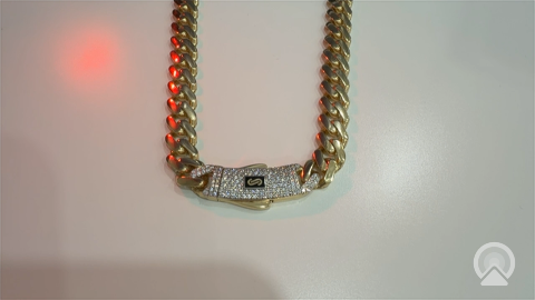 14K Yellow Gold Semisolid Monaco Chain With Cz / Size: 9mm 16" / Weight: 22.6gr