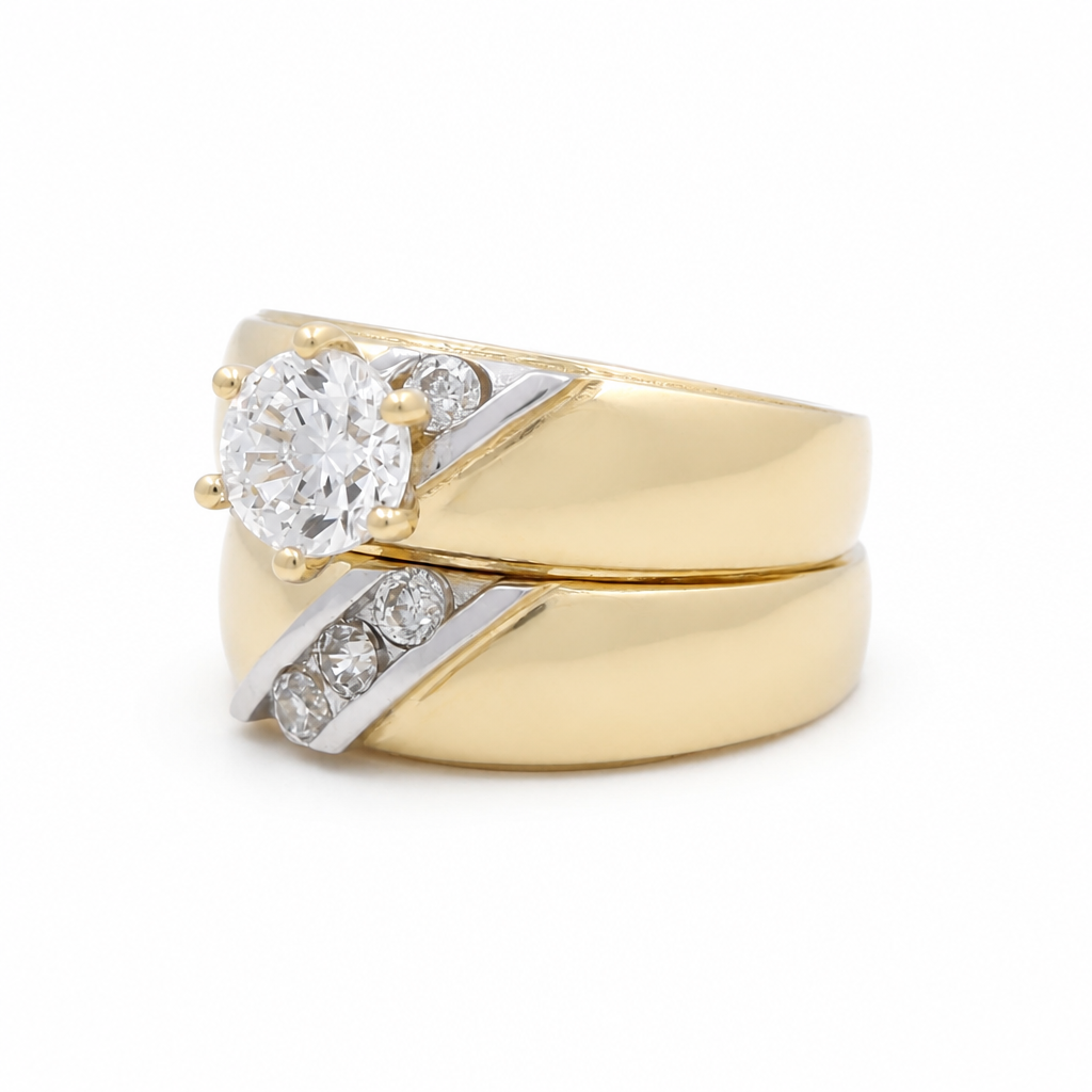 14K Yellow and White Gold Women’s Bridal Set / Stone: Cz / Size: 7 / Weight: 4.6 GR / KEEWRTT4BS-16