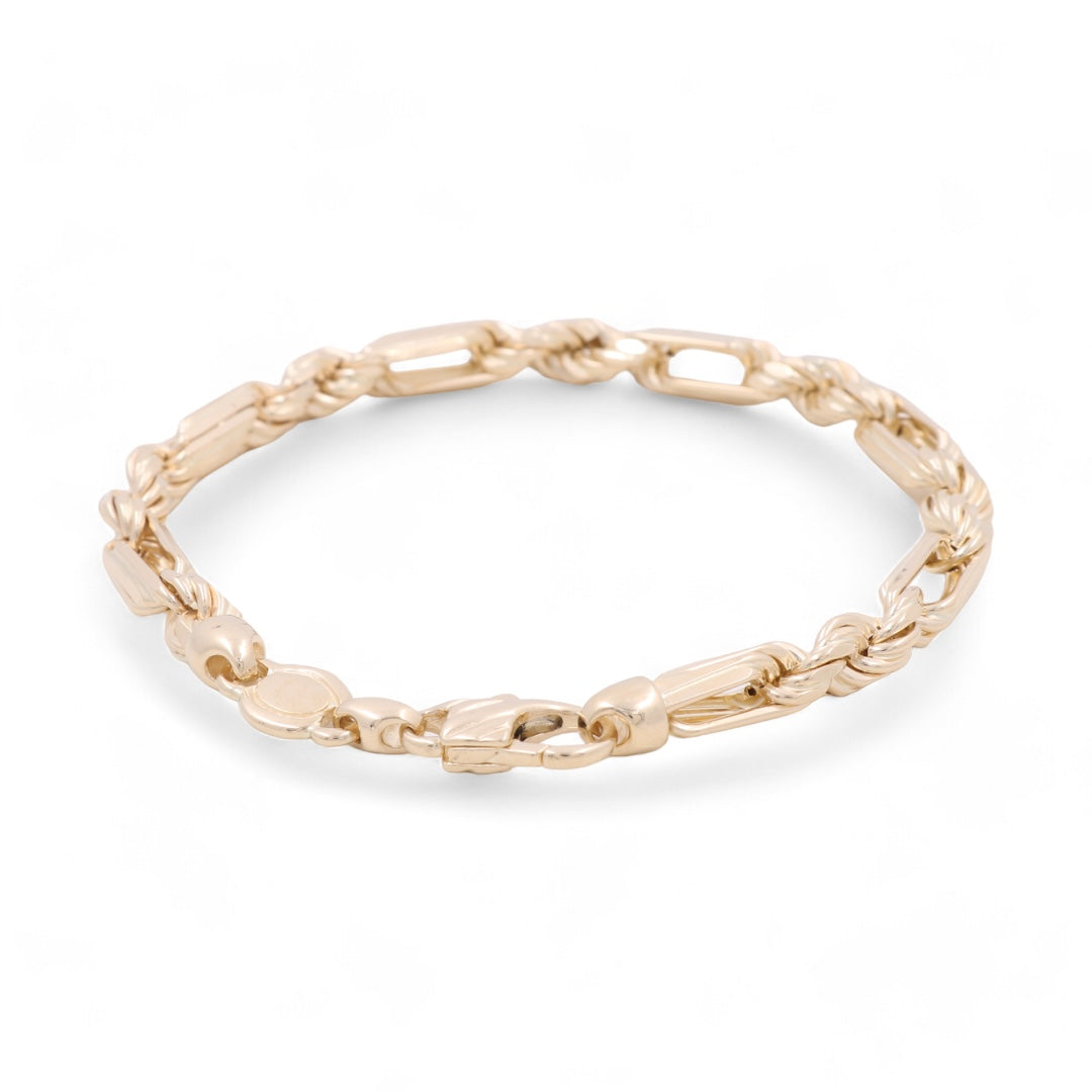 Pulsera Figaro de oro amarillo macizo de 14 quilates / Tamaño: 5,5 mm 8” / Peso: 17,7 GR / CSMB4FP5.5-8