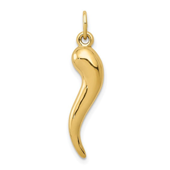 14K Yellow Gold Semisolid Lucky Horn Pendant / Weight: 0.6 GR