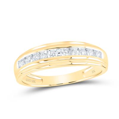 10k Yellow Gold Diamond Men's Wedding band / Size: 10 /Stone:v1/5CTW-DIA /150144