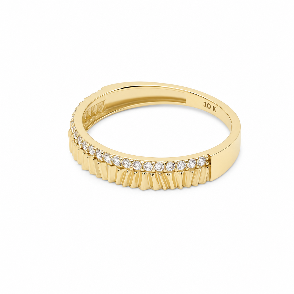 10K Yellow Gold Fashion Women's Ring with Cz / Size: 8 / Weight: 1.2 GR / DQWR0FS-128