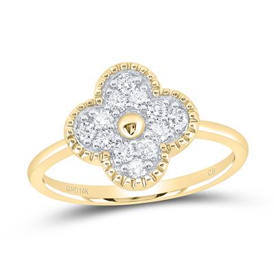 10K Yellow Gold Diamonds Clover Ring / Size: 7 / Stone: 0.33 TWT / 178581
