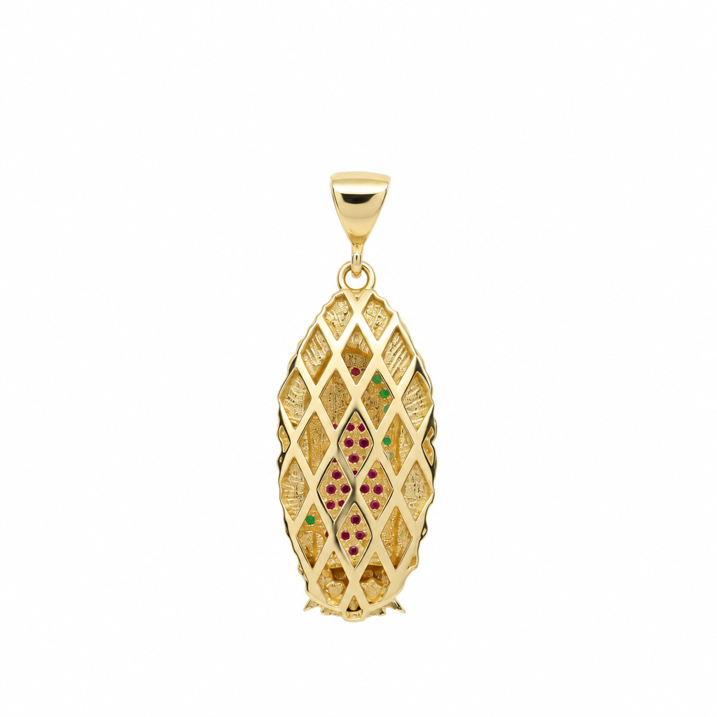 14K Yellow Gold Virgen de Guadalupe Medal Pendant with Colours Cz / Weight: 4.6 GR / DQPD4VG