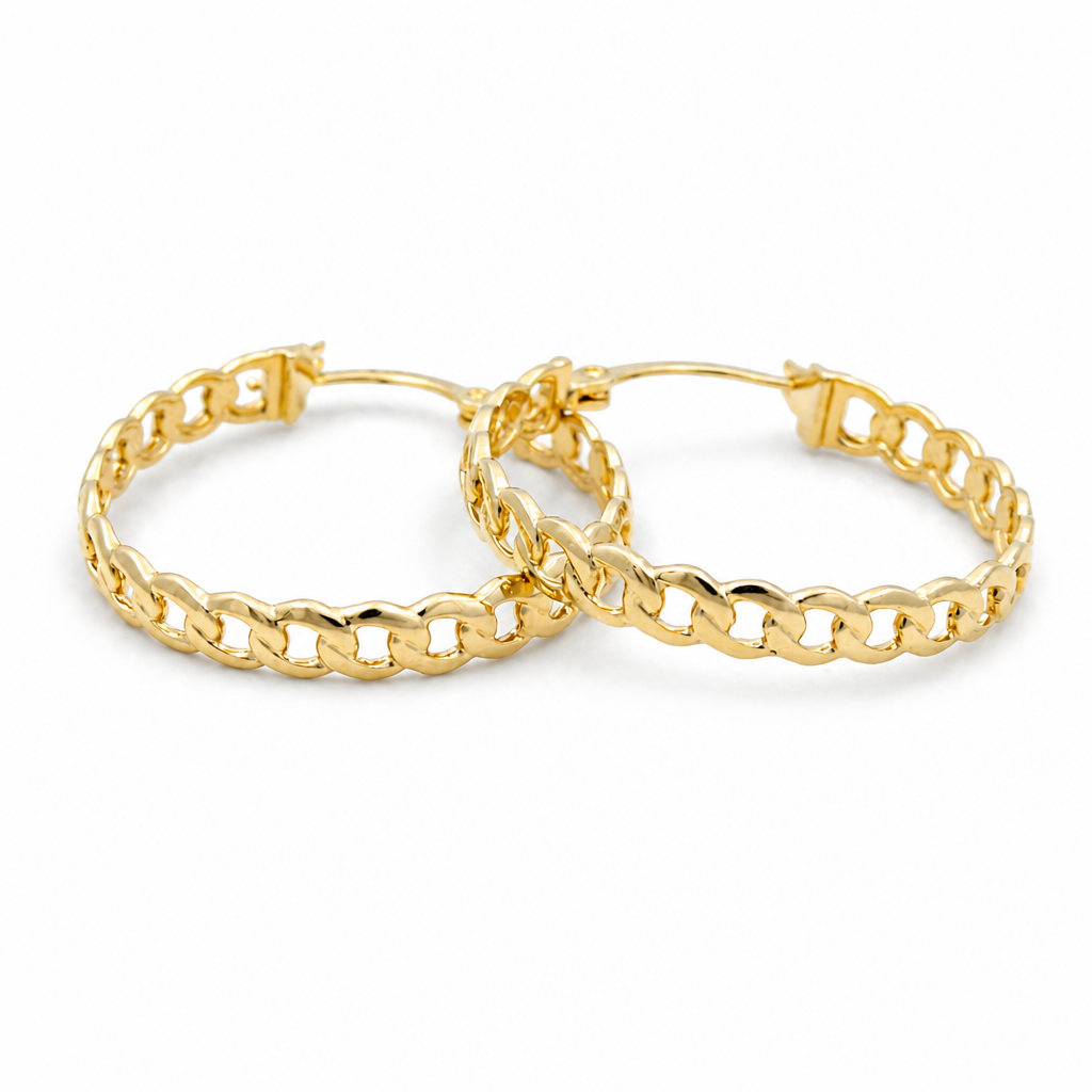 14K Yellow Gold Fashion Hoops Earrings / Size:3.5mm X 25.5mm / Weight: 3.8 GR / IEEEH4FS3.5X25.5