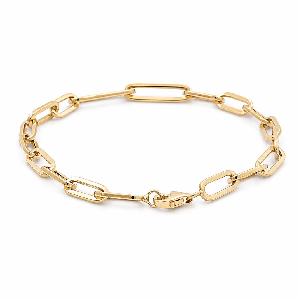 10K Yellow Gold Fashion Paper Clip Link Women's Bracelet / Size: 8" / Weight: 2.5 GR / DQWB0PC-1