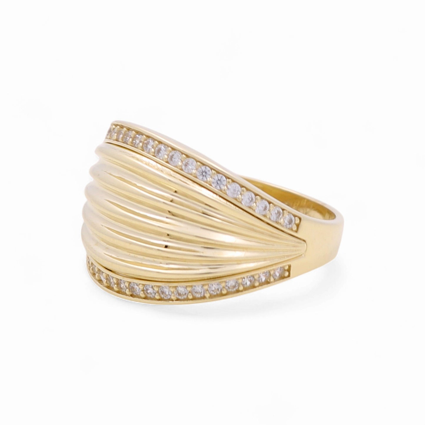 14K Yellow Gold Fashion Women's Ring with white Cz / Size: 8.5 / Weight: 3.1GR / DQWR4FS-38