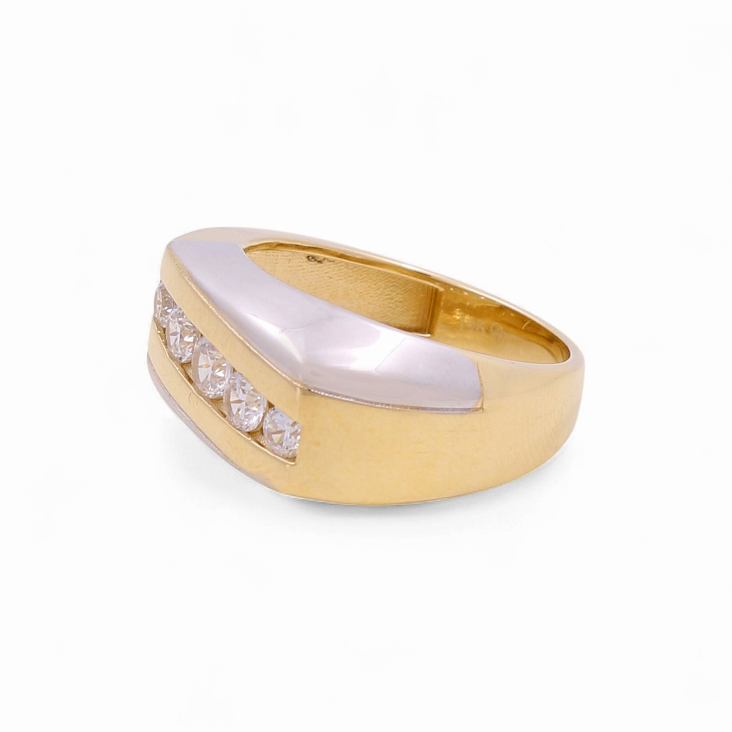 14K Yellow and White Gold Fashion Men's Ring with Cz / Size: 10 / Weight: 6.9 GR / KEEMRTT4FS-8