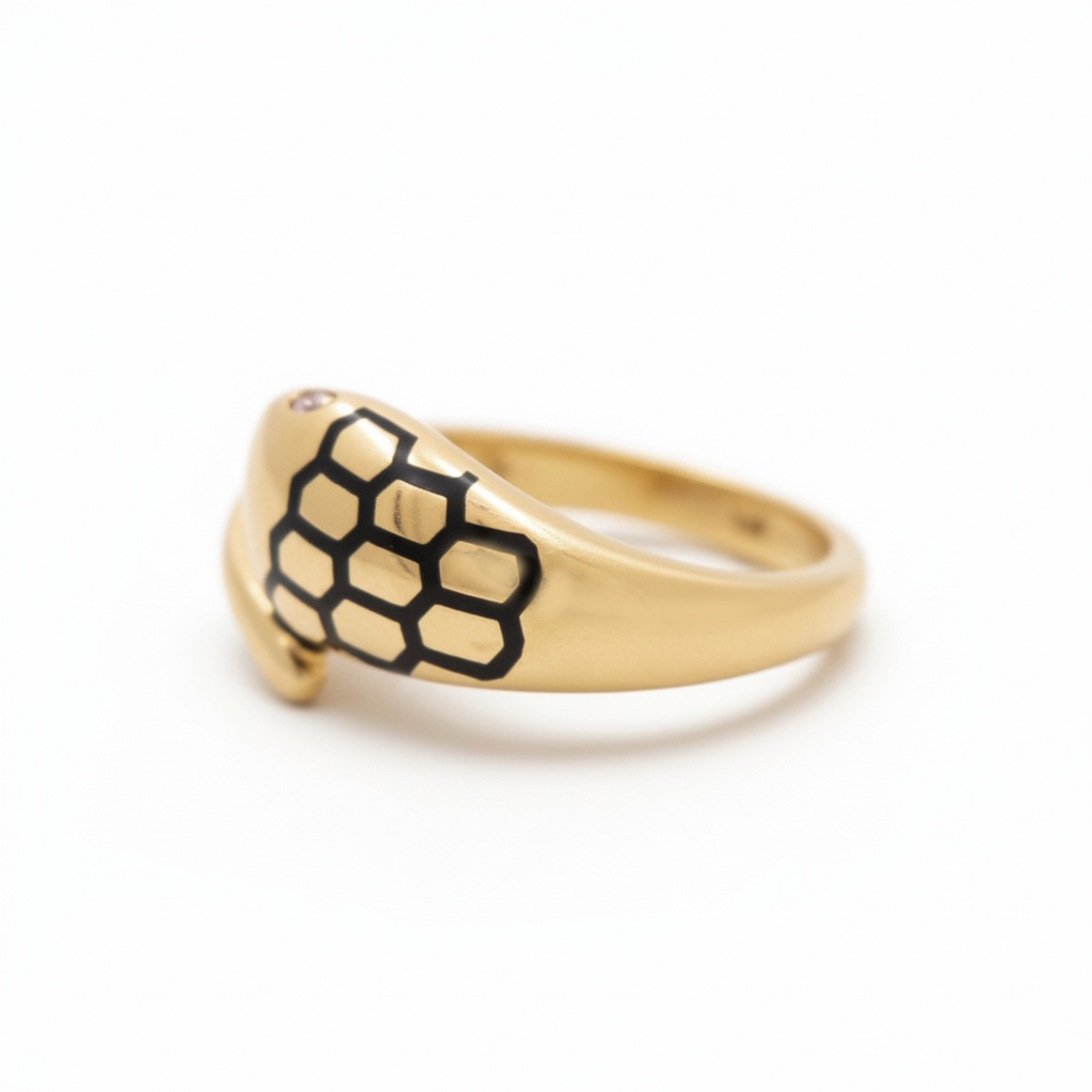 14K Yellow Gold Snake Women's Ring / Cz / Size: 7 / Weight 3.0 GR / CLWR4SK