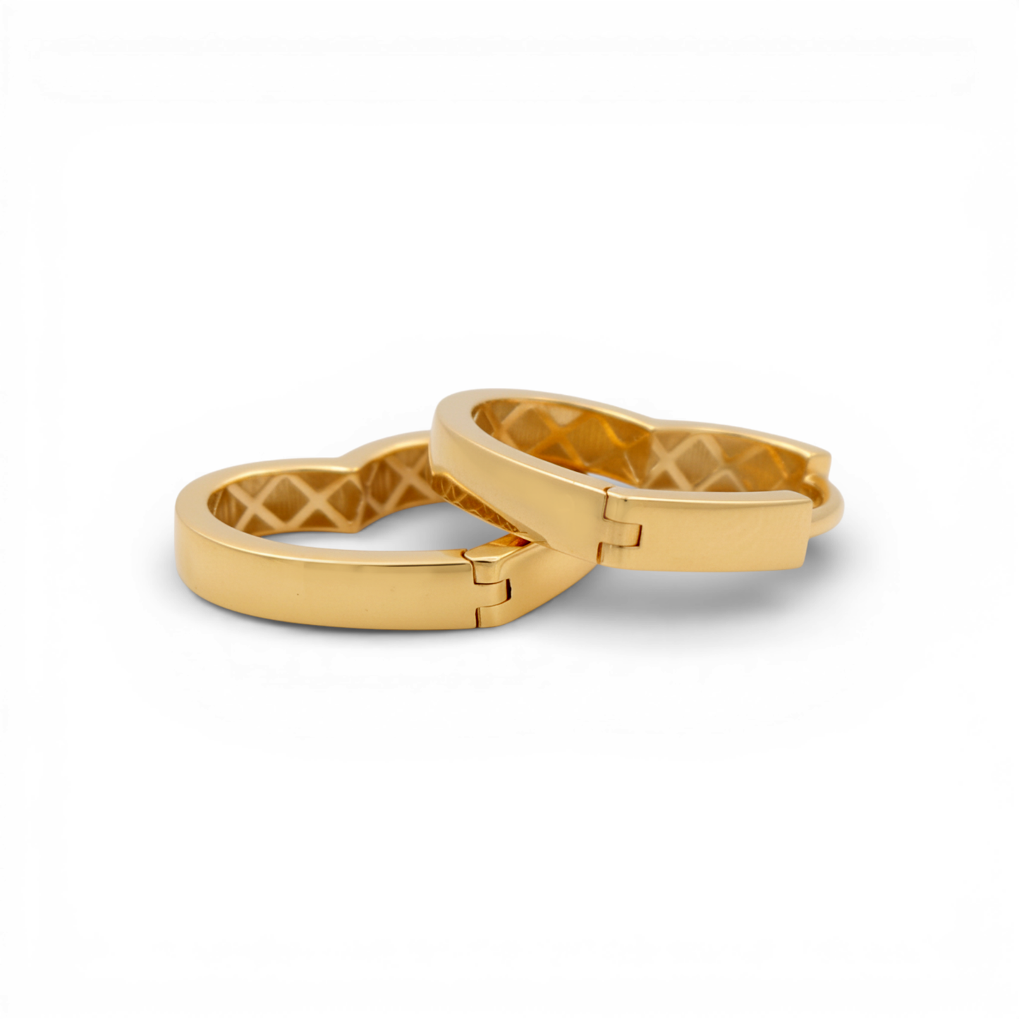 14K Yellow Gold Heart Hoops Earrings / Weight: 2.1 GR / P53E-97