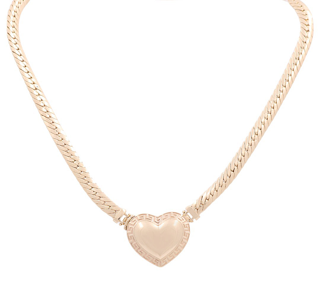 14K Yellow Gold Fashion Women's Necklace with Heart / CZ / Size: 18” / Weight: 26 GR / DPNK4HR