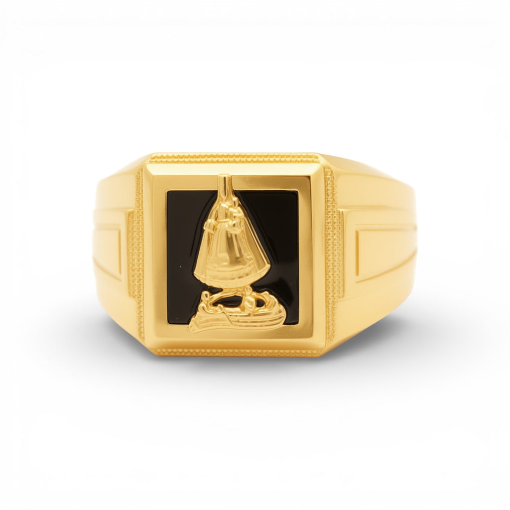 14K Yellow Gold Virgen de la Caridad Men's Ring / Size: 10.5 / Weight: 5.5 GR