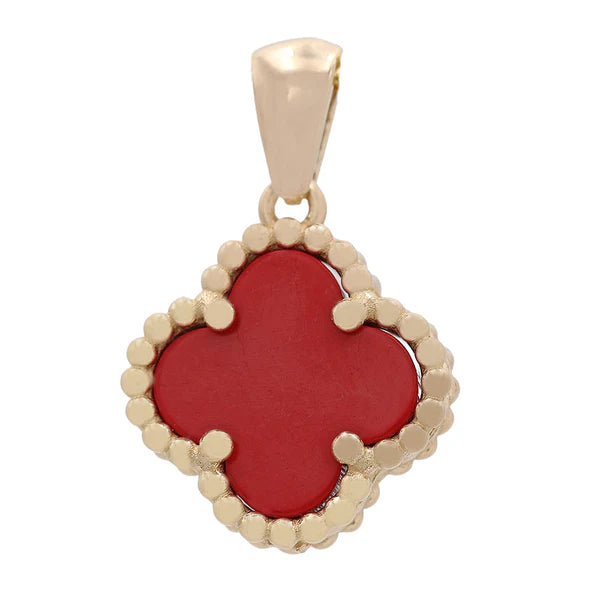 14K Yellow Gold, Red Clover Pendant / Weight: 1.3 GR / CCPD4CLV