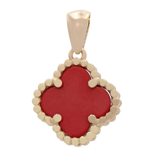 14K Yellow Gold, Red Clover Pendant / Weight: 1.3 GR / CCPD4CLV