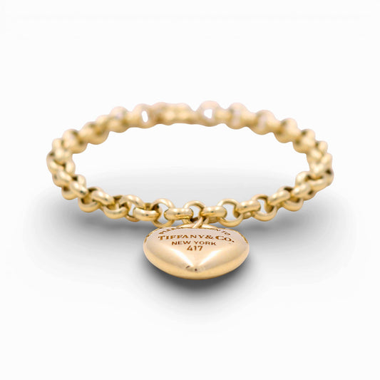 10k Yellow Gold Fashion Rolo Women's Bracelet with Hanging Heart / Size: 7.5" / Weight: 9.8 GR / DQWB0FSHR-1