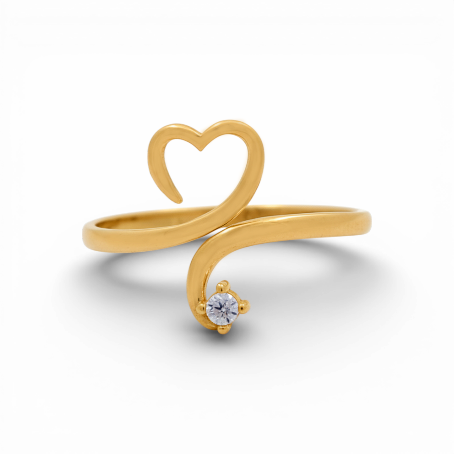 10K Yellow Gold Heart Women's Ring with White Cz / Size: 8.5 / Weight: 1.5 GR / DQWR0HR-10