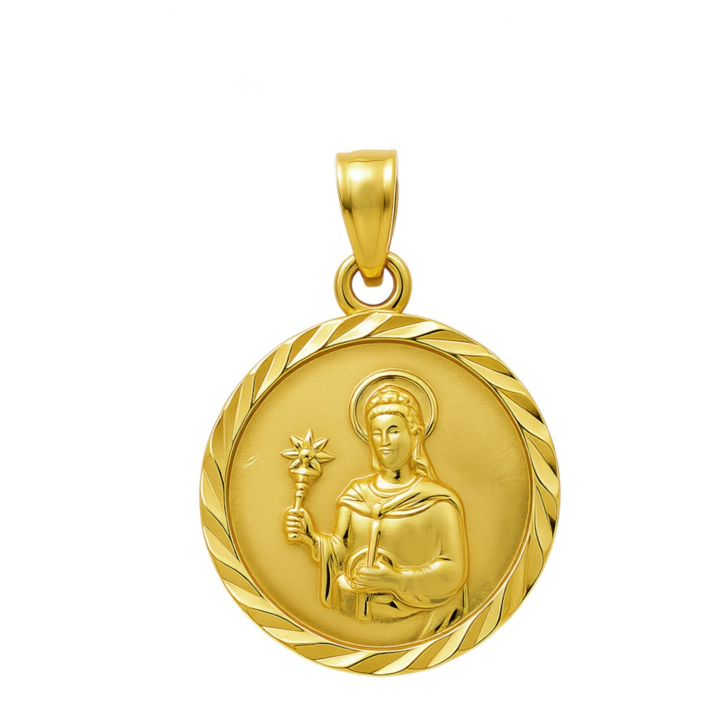 14K Yellow Gold Santa Barbara Medal Pendant / Size: 16mm / Weight: 1.6 GR / 13700