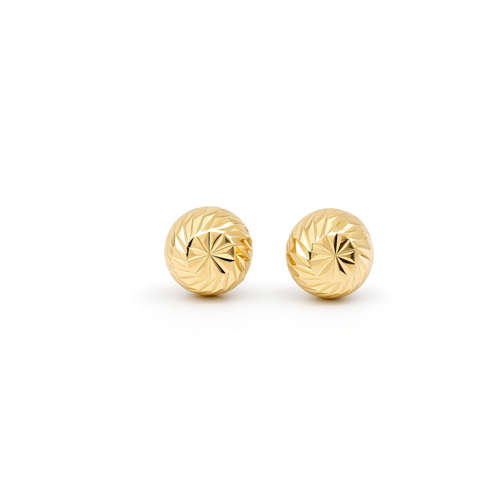 14K Yellow Gold Fashion Diamond-Cut Ball Stud Earrings / 6-MBT-7