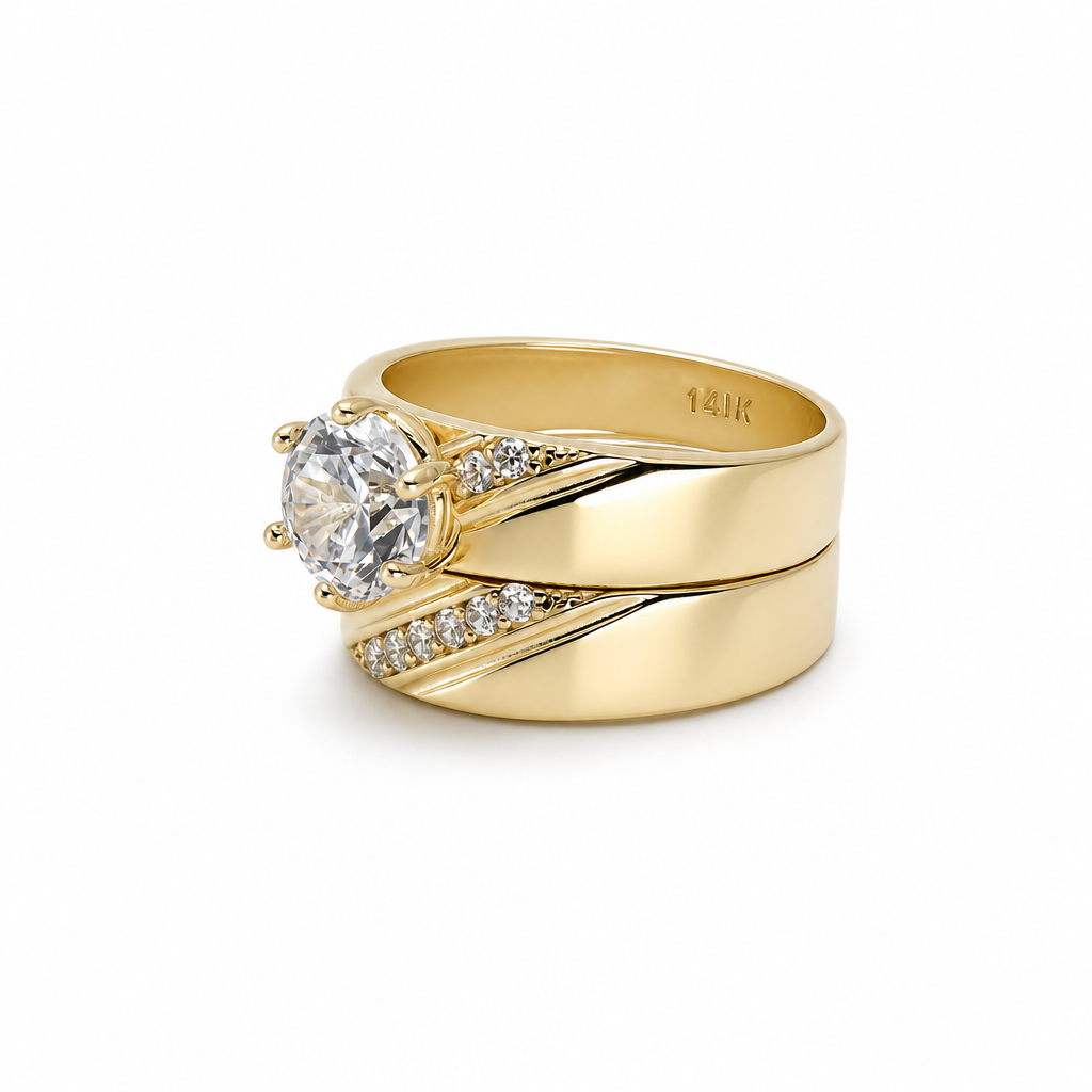 14K Yellow Gold Women’s Bridal Set / Stone: Cz / Size: 7.5 / Weight: 5.2 GR / KEEWR4BS-42