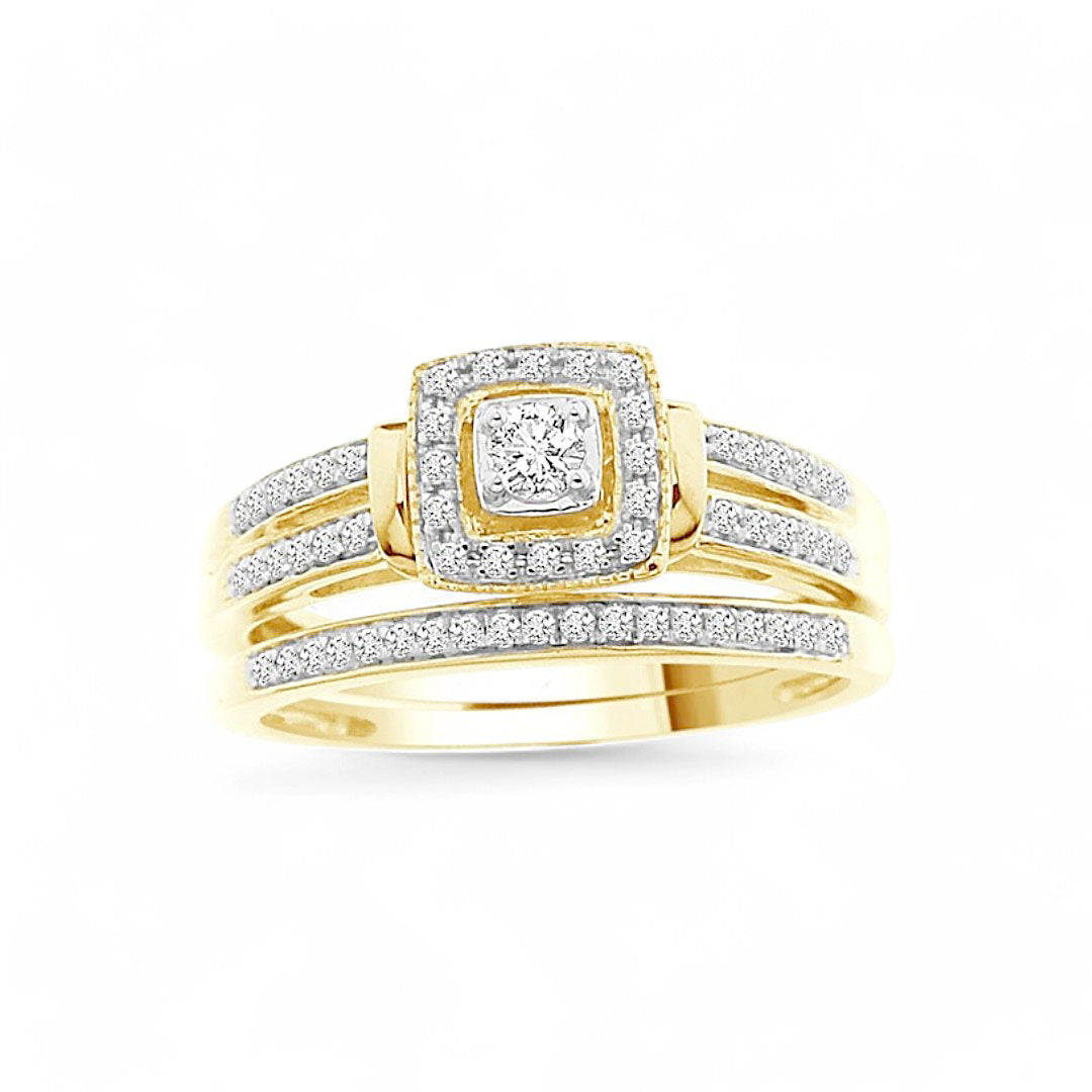 14K Yellow Gold Woman's Diamond Bridal Set / Stone: 0.25CT / Size: 6.5 / 340062Y