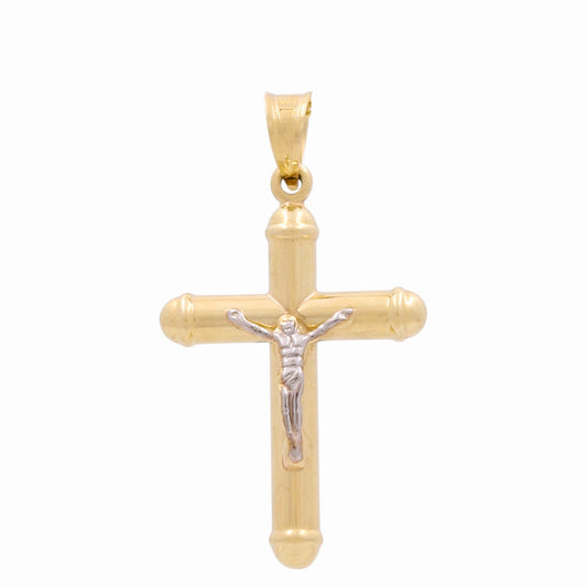 10K Yellow and White Gold Cross with Christ Pendant / Weight: 2.6 GR / COPDTT0CRS