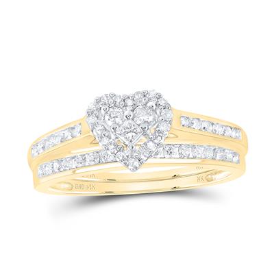 14K  Yellow Gold Diamond Bridal Set Ring / Size:7 / 66692