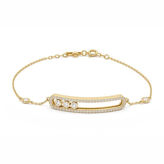 14K Yellow Gold MSK Women's Bracelet with Cz / Size: 7" / Weight: 3.6 GR / P55B-81