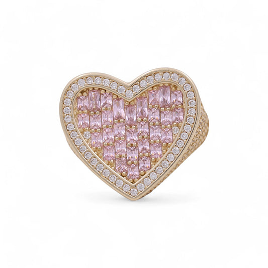 10K Yellow Gold Heart Women's Ring with Pink Stone / Size: 7 / Weight: 5.5 GR / DPWR0HR